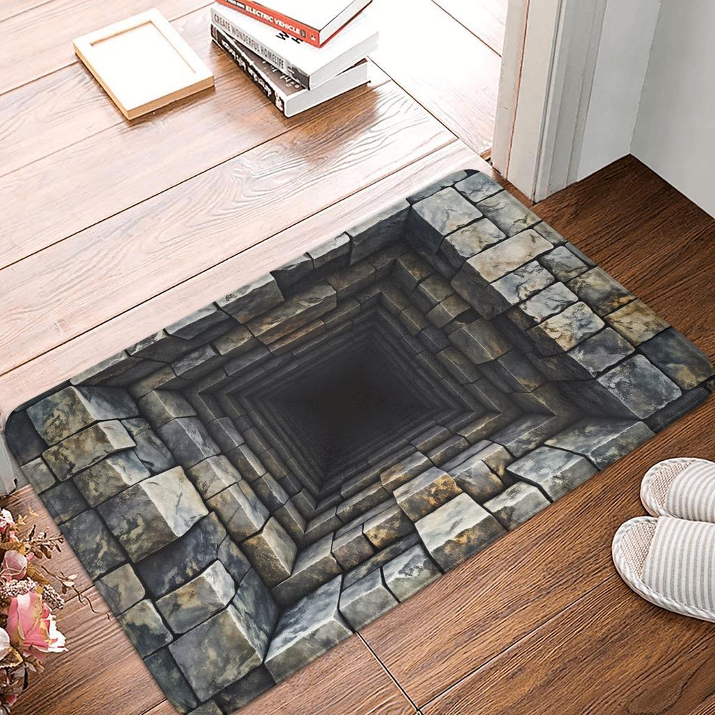3D Visual Illusion Deep Pit Trap Front Floor Door Entrance Mat Indoor  Kitchen Bath Doormat Bedroom Carpet Rug