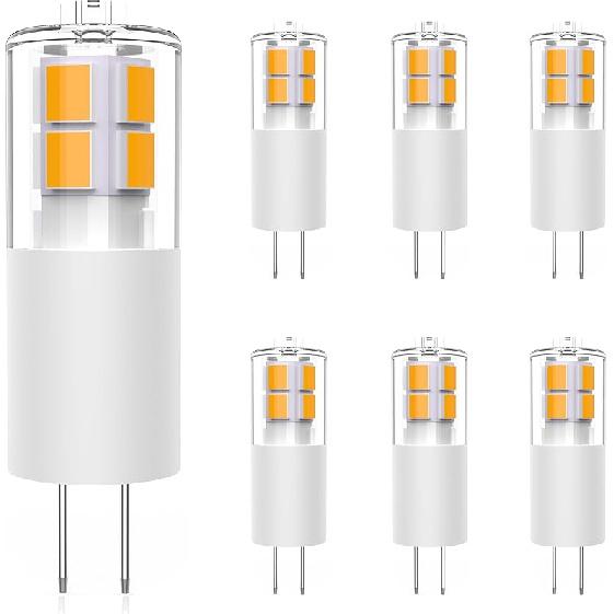 G4 LED Bulb 12V 3W Warm White - 6-Pack, Low Voltage Landscape Light Bulbs, JC Bi-Pin Base, Energy-Efficient 20W to 30W Halogen Replacement