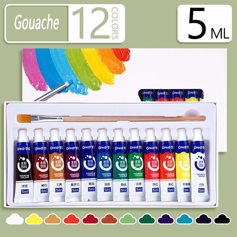 Gouache Paint Set Watercolor Tubes (0.17 Oz, 5 Ml) Rich Pigments Non Fading Washable Paints for Artist Hobby Painters