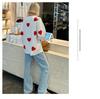 European Style Heart Embroidered Knit Pullover - Women's Round Neck, Long Sleeve, Loose Fit, Versatile Casual Top