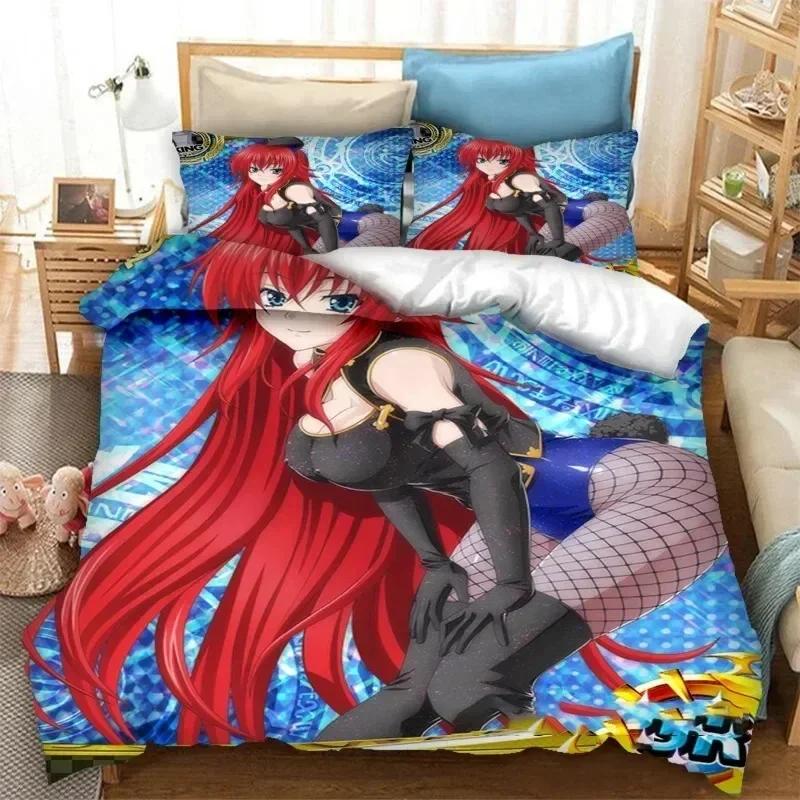 Anime High School DxD Bedding Set Duvet Cover Sheet Printed Bed Set Pillowcase Bed Full Queen King Size Comforter Bedroom