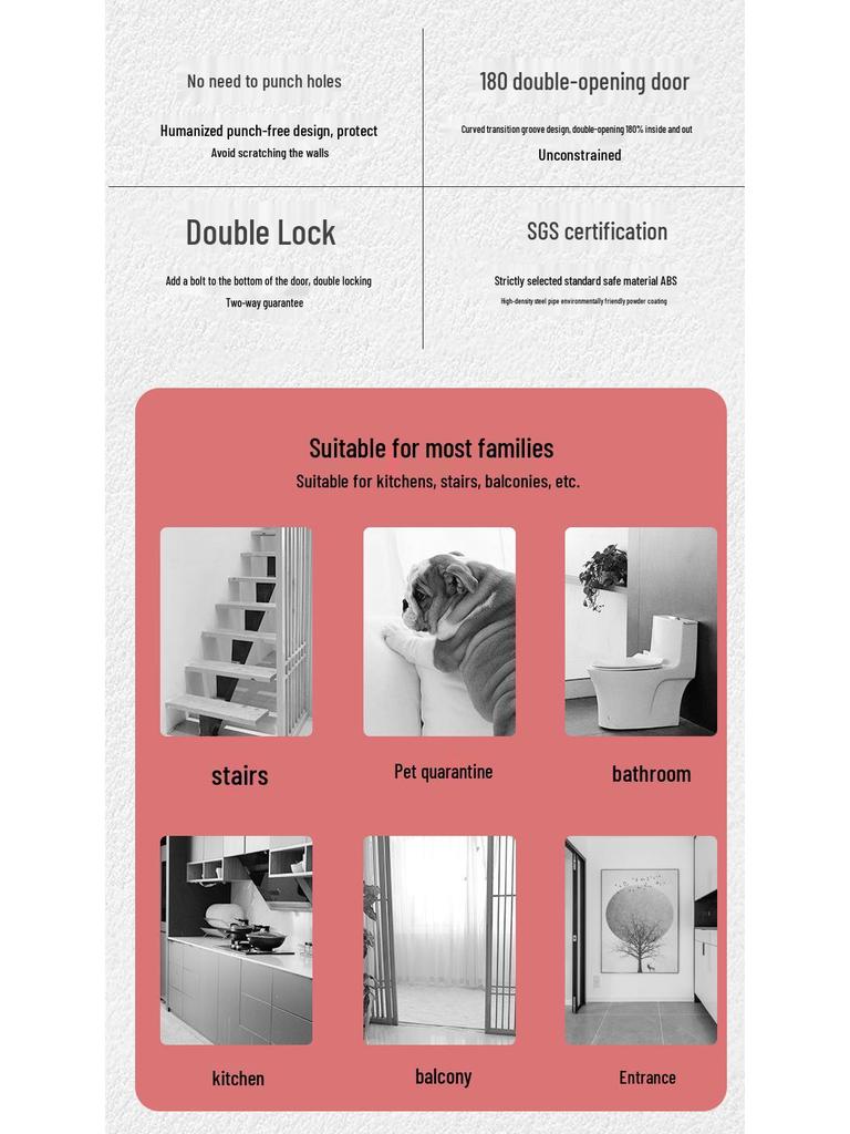 Child & Pet Safety Gate: No-Drill Stair & Door Guard Fence