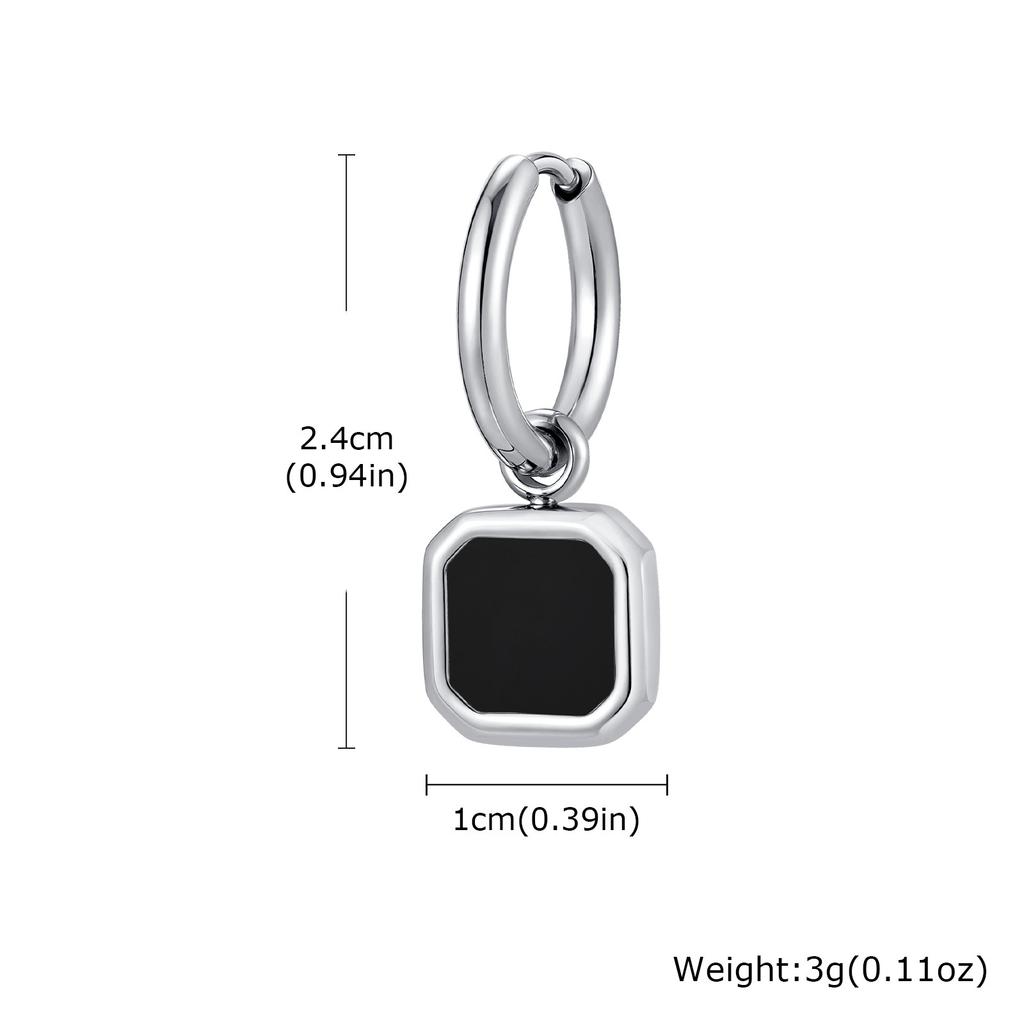 Stylish Men's Huggie Hoop Earrings,Trendy Natrual Stone Stainless Steel Square Ear Drop,Luxury Birthday Party Anniversary Gift