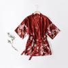 Women's Japanese-Style Satin Kimono Bathrobe with Peacock Design