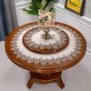 White European-Style Lace Round Tablecloth – Anti-Scald Fabric for Dining and Coffee Tables.