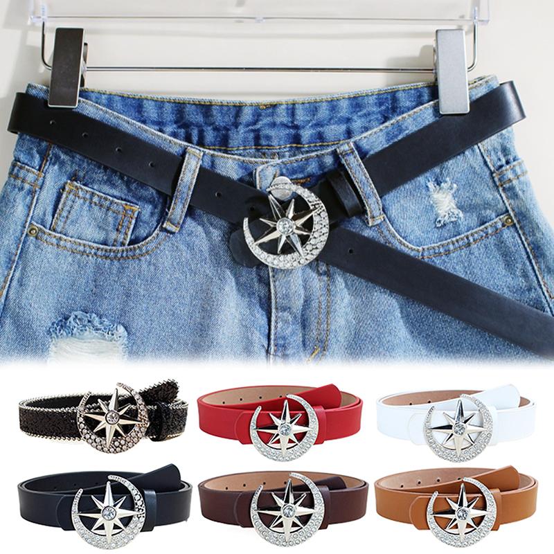 Women'S Star Buckle Belt Y2K  Moon Luxury Bling Sequin Punk Metal Buckle Belt  Waistband Jeans Pants Party Belt