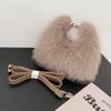 New Autumn Winter Faux Fox Fur Box Clutch Bag Elegant Fluffy Evening Bag High-End Fur Shoulder Bag for Women