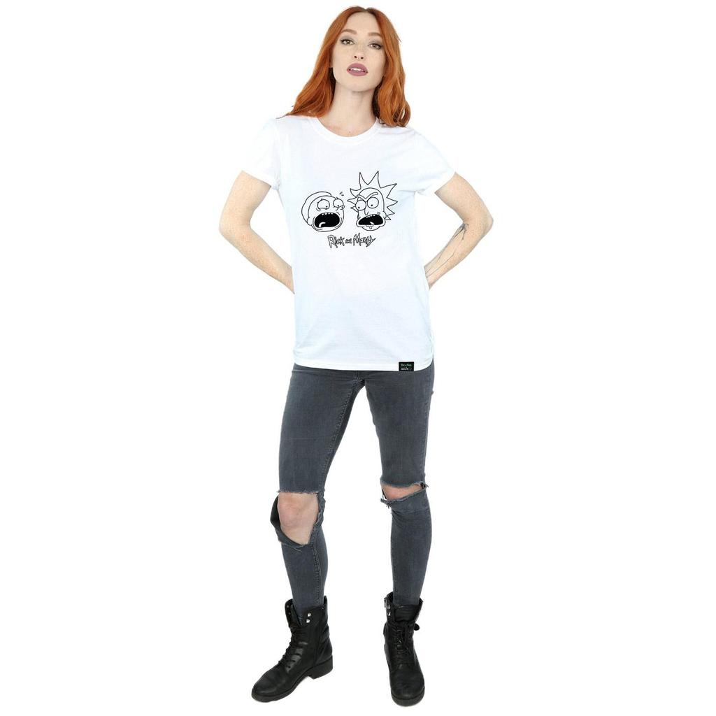 Rick And Morty Womens/Ladies Heads Mono Cotton Boyfriend T-Shirt