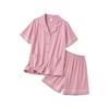 [RENPAI] Women's Pajamas, Summer Room Wear, 100% Cotton, Short Sleeves, Loungewear, Sleepwear, Summer Pajamas, Top and Bottom Set, Open Front, Loose,
