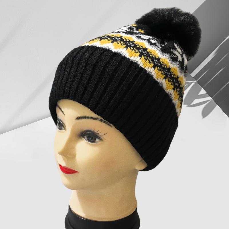 Winter Cashmere Woolen Hat for Women Fashionable and Versatile Warm and Cold Proof Wool Ball Knitted Hat Plus Velvet Thickened Cold Hat