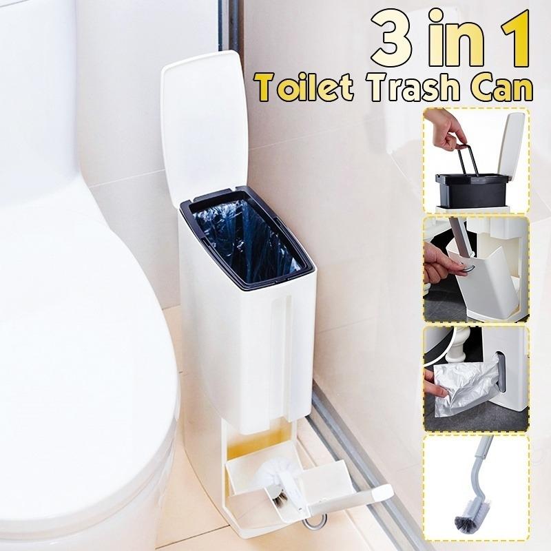 16.2X7.5X4tum  Plast Badrum Kök Papperskorg Utrymmesbesparande Fack Papperskorg Toalettborste Avfallskorg Set Papperskorg Toalettborste Set