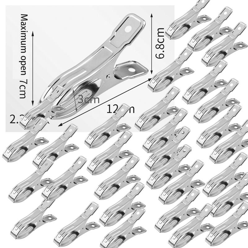 6-30Pcs Durable Stainless Steel Pool Cover Clips with Blue Plastic Handles-Heavy Duty Windproof Spring Clips for Secure Above