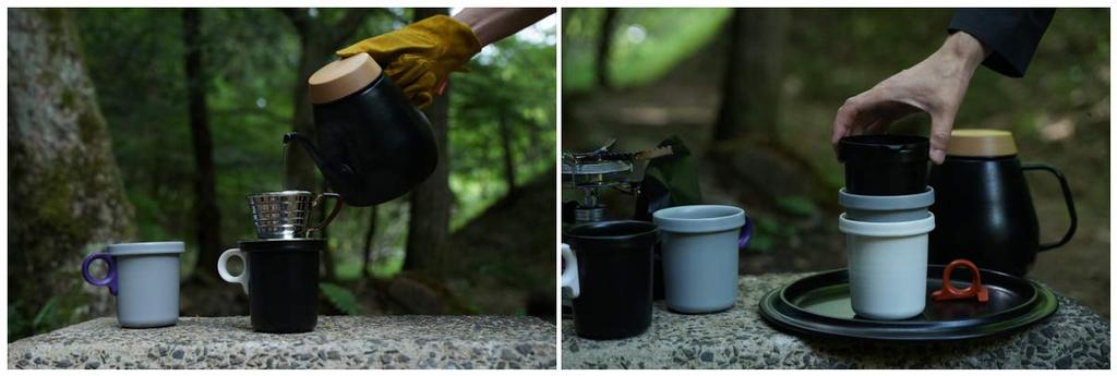 Ovject Camping Outdoor Made in Japan Mug Cup Enamel with Lid Hook Mug 360ml Detachable Handle White White O-EFM-WHWH