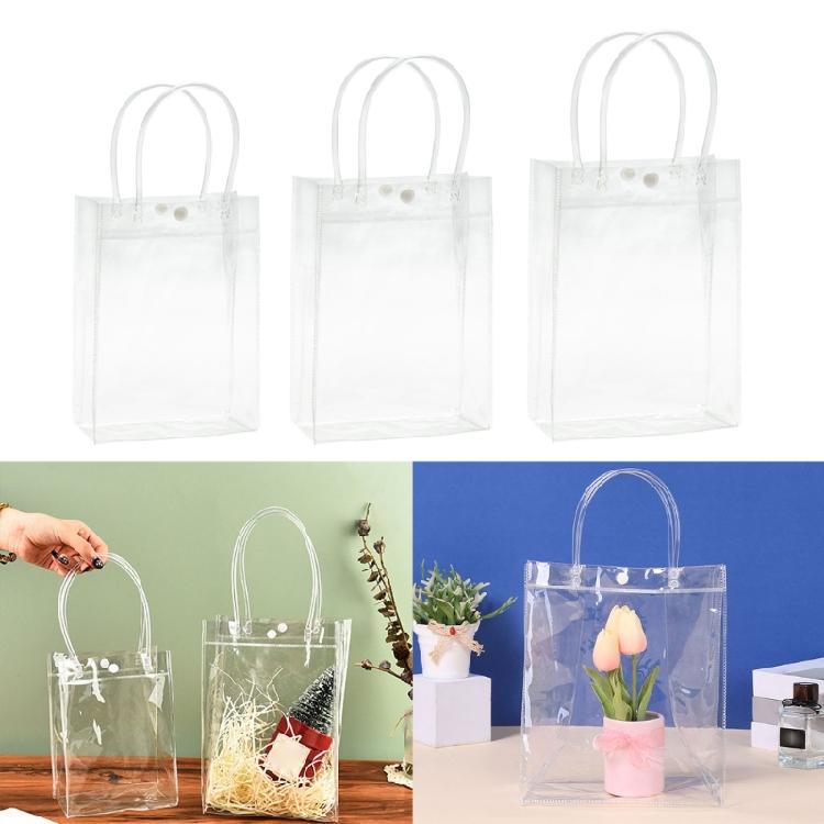 Clear PVC Gift Bag with Handle Reusabled Transparnt Gift Wrap/Shopping Bag