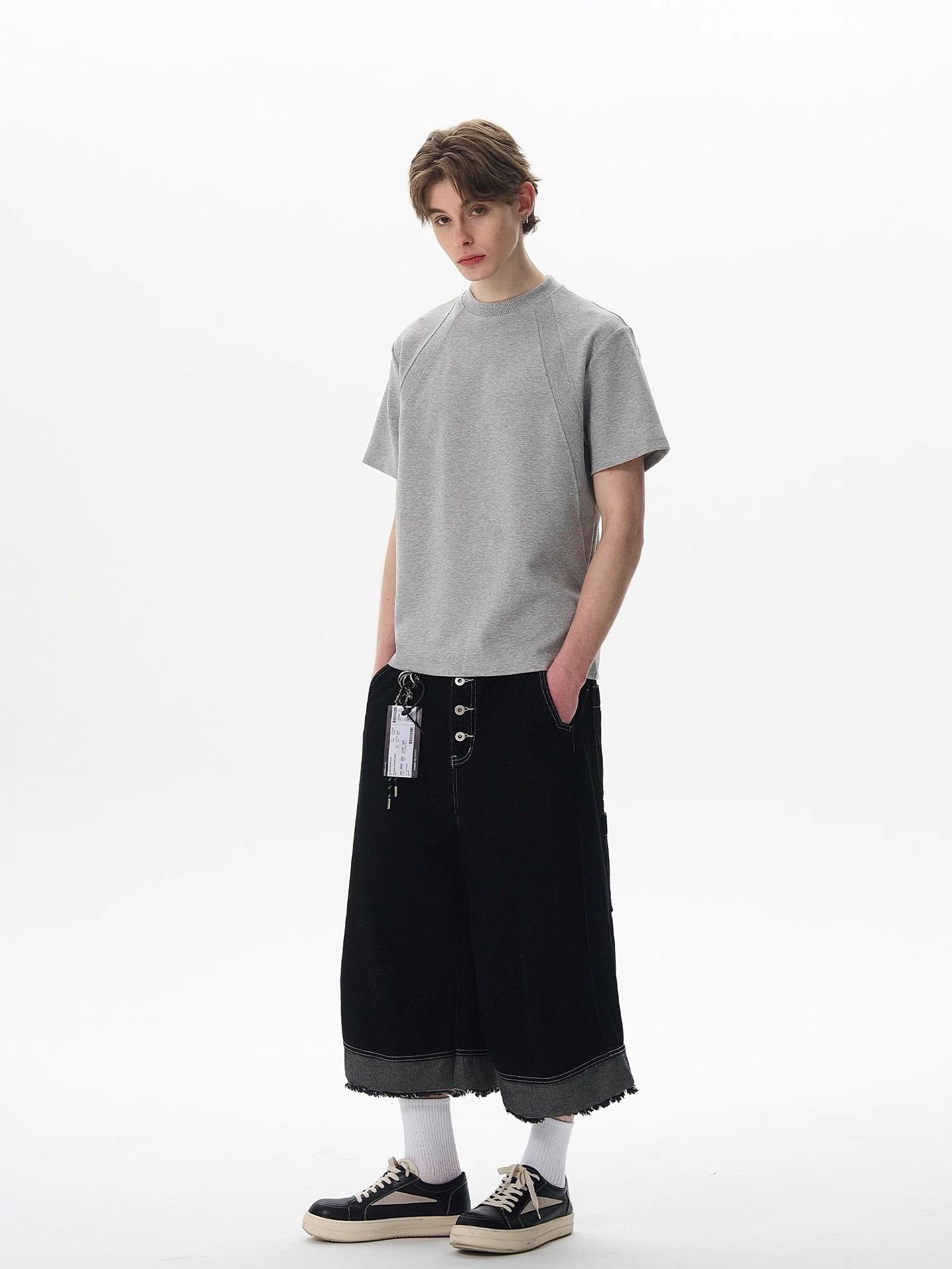 

Мужская летняя футболка 2025 года в стиле пэчворк с коротким рукавом - Свободная, трендовая, дизайн в американском стиле cleanfit Medium