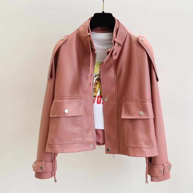 plain leather jacket womens