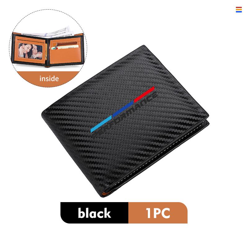 EYAG3 For BMW Carbon Fiber Car Short Men Wallet Purse With Card Holder License Accessory 5 Series G30 G31 G32 G38 2021 2020 2019 2018