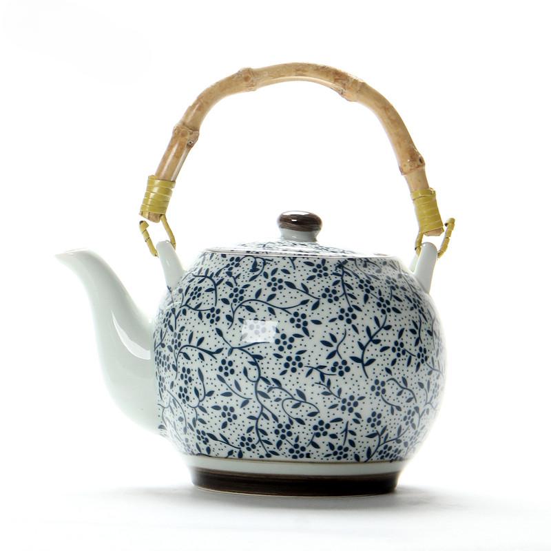 High Temperature Resistant Ceramic Teapot 1000ml Office Tea Pot Filter Household Blue and White Porcelain Kettle