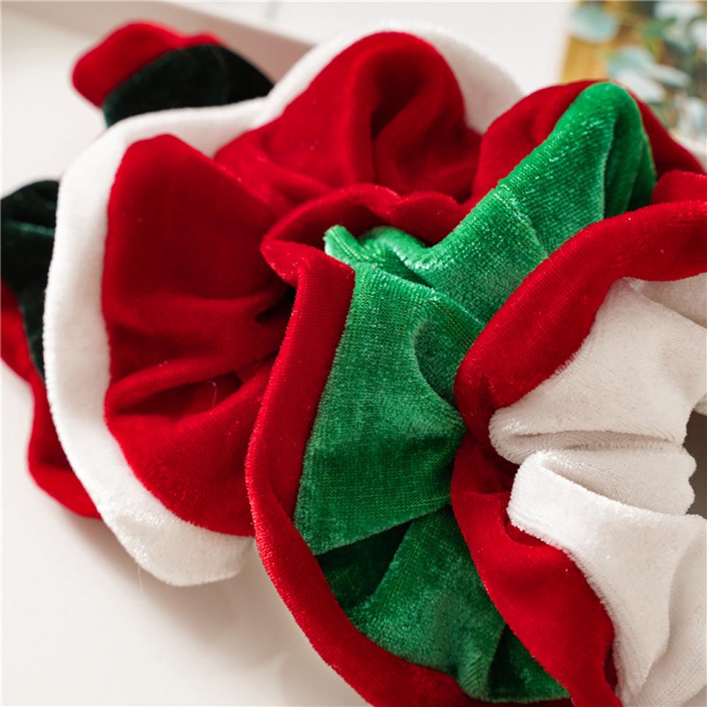 Winter Simple Elastic Patchwork Women Hair Rope Velvet Scrunchie Hair Bands Christmas Scrunchie
