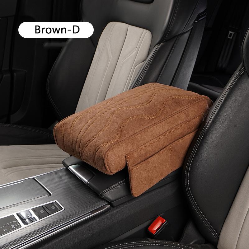 Car Armrest Cushion Suede Armrest Cup Holder Center Console Increased Elbow Support  Armrest Cushion Vehicle Arm Storager Box