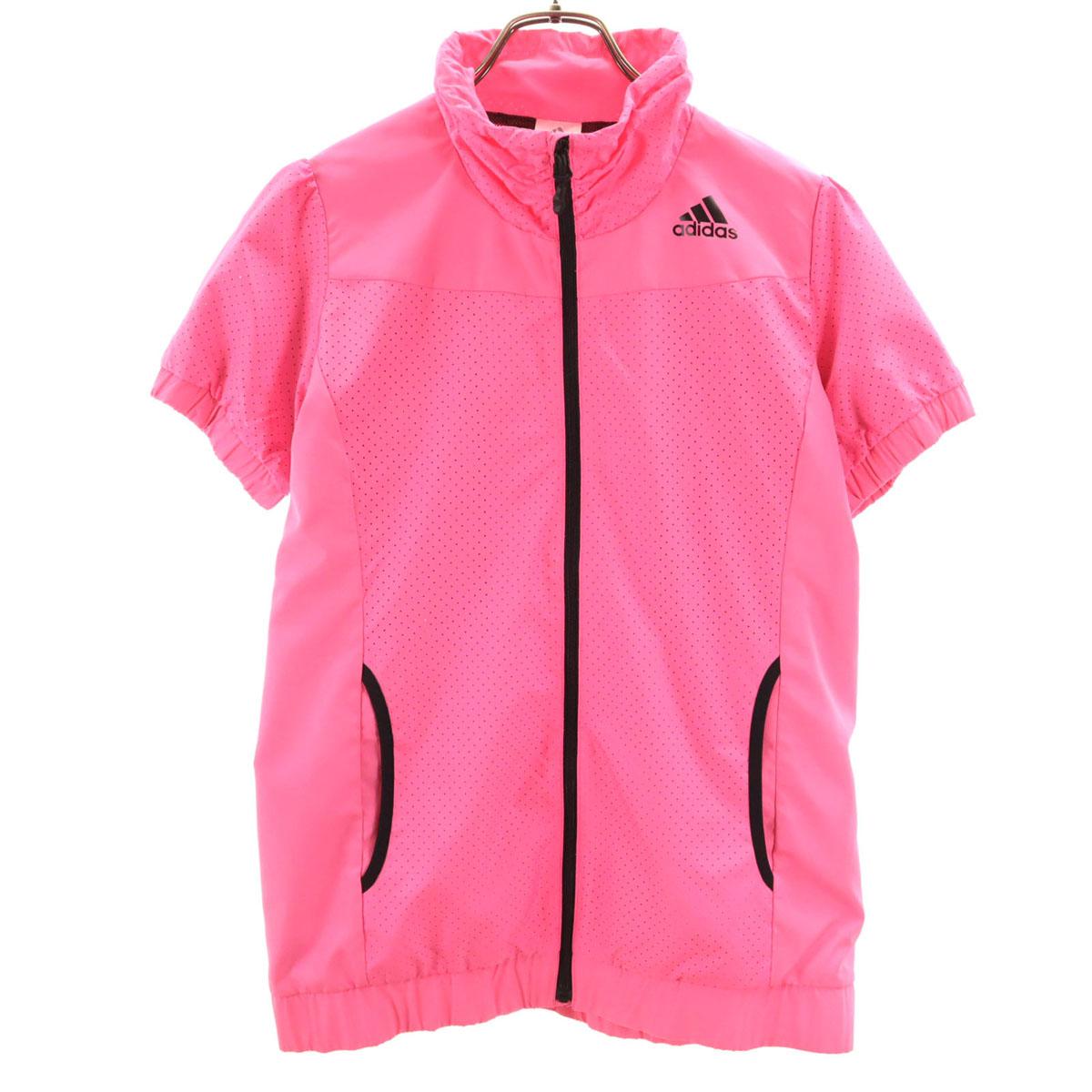 

adidas Куртка с коротким рукавом, воротником-стойкой и молнией, L, розовая, мужская, б/у