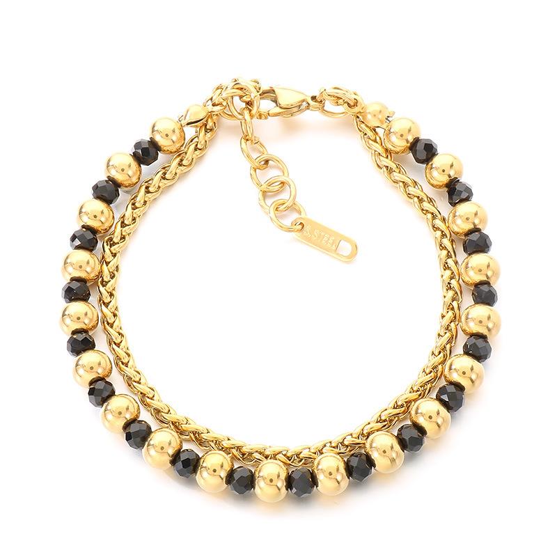 Kalen European Stainless Steel Beaded Multi-layer Stackable Bracelet INS Stylish Chain Jewelry Women