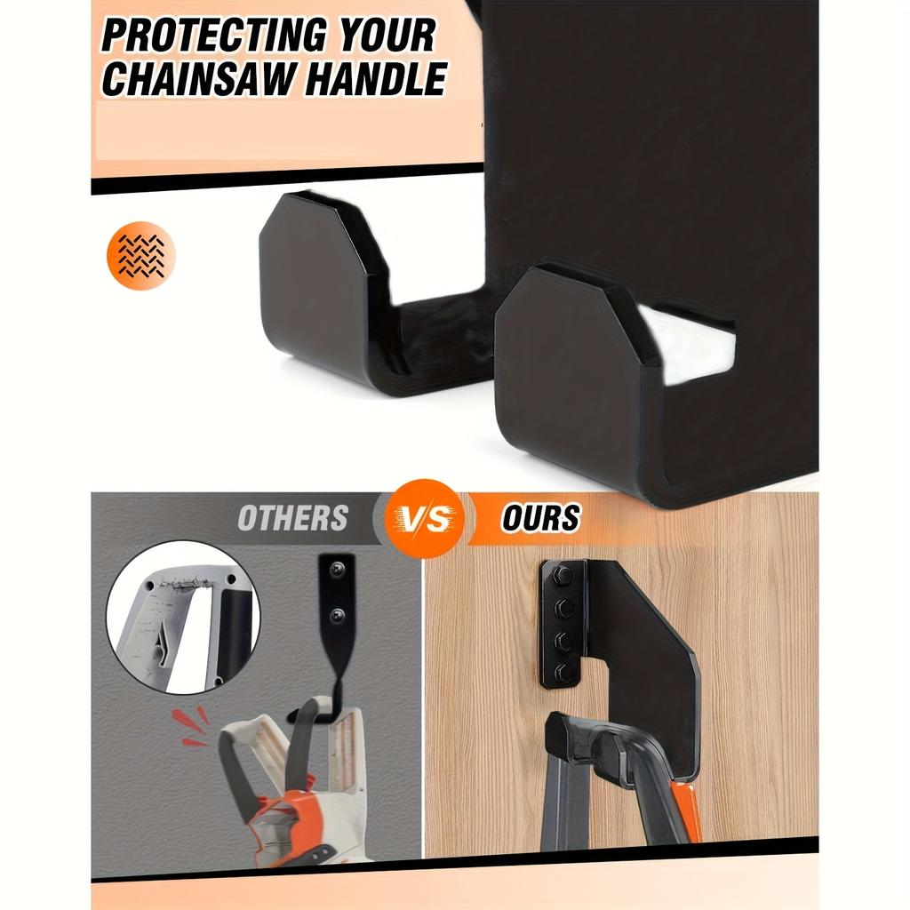 Hochbelastbarer Kettensägenhalter - Extra Großes Schwermetall Wandmontage für Garage, Vorgebohrte Löcher, Platzsparende Aufbewahrung für Garage, Werkstatt, Professioneller Einsatz