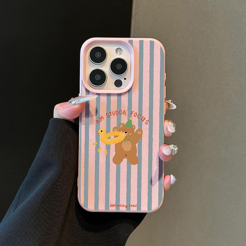 

Applicable To Apple 15 Promax Mobile Phone Case IPhone 14 Women 13 Leather Soft Shell 12 Swimming Ring Duck Bear Apple XS
