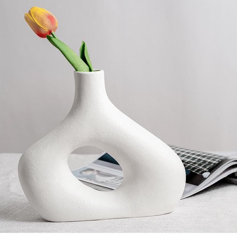 1pc Nordic Ceramic Vase Simple Flower Ornaments Home Decor Personality Plant Pot Living Room Desktop Decoration
