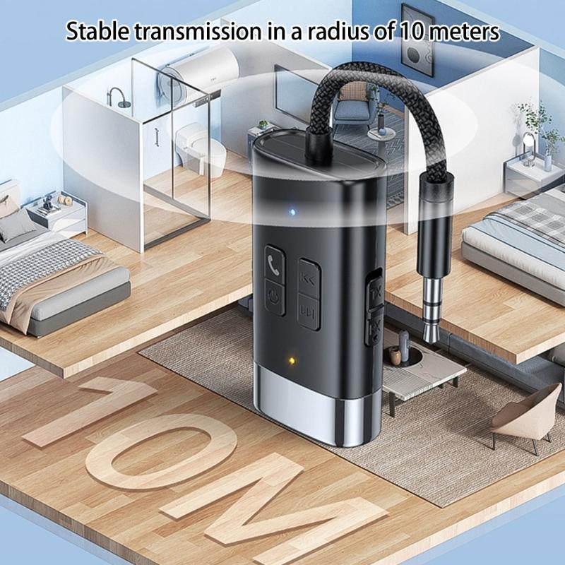 Small Double Function Bluetooth-compatible 5.4 Sound Transmitter Receiver with Clear Sound Long play time Portable Designs