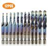 Hex Shank Plated Screw Thread Drill Bits Wide Spiral Groove High Efficiency