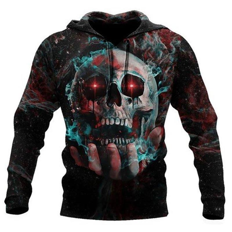 Men's And Women's Digital Terror Skull Street Suit Harajuku Jacket Men's Sports HoodieAmerican Style