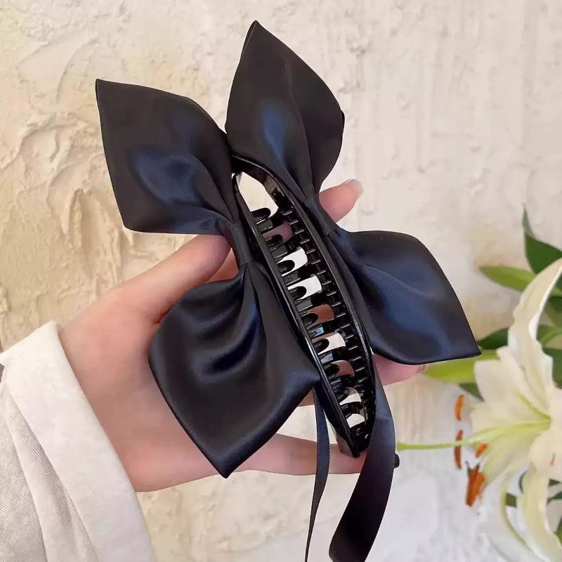 Damen Schleife Band Haarkralle Bananenclip Einfarbige Elegante Tägliche Haarreif Schwanzbefestigung Haarschmuck