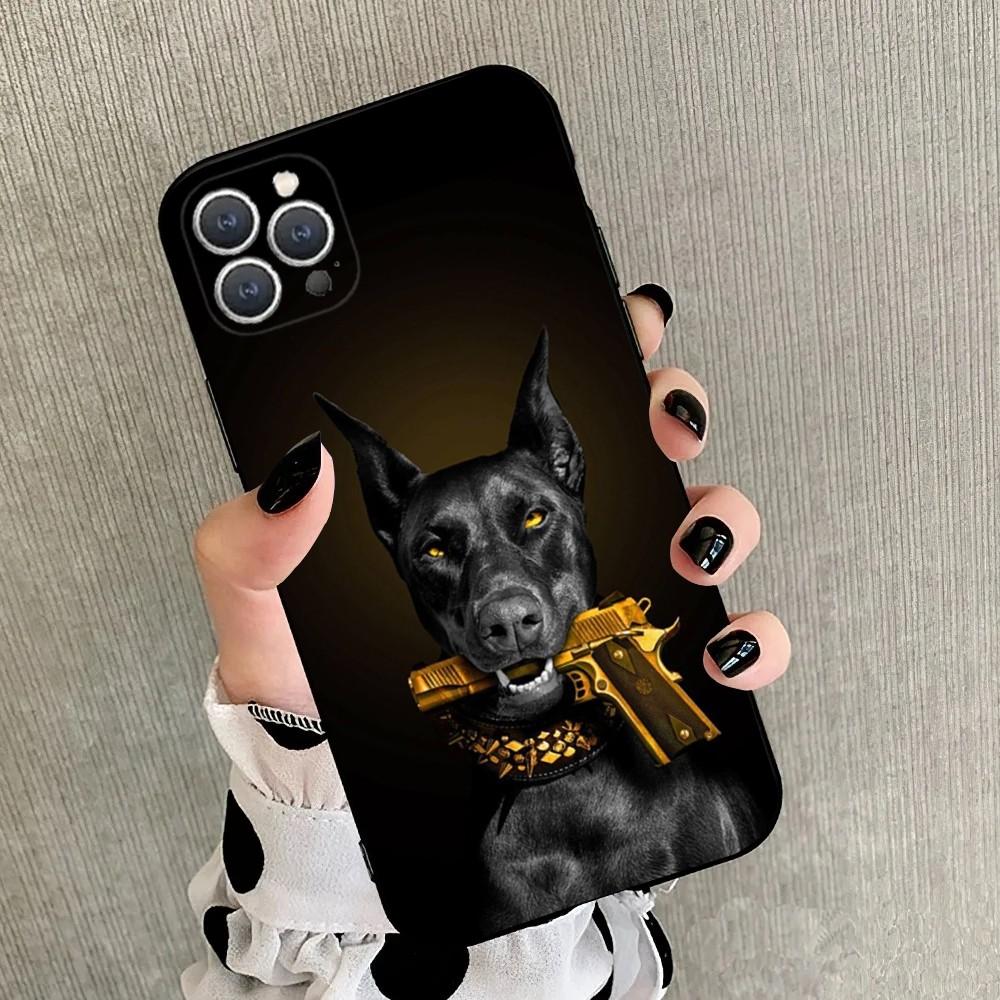 

Doberman dog Phone Case For iPhone 15,14,13,12,11,Plus,Pro Max,XS,X,XR,SE,Mini,8,7 Soft Silicone Black Cover iPhone15promax