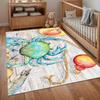 White Blue Crab Watercolor Area Rug for Living Room Bedroom Coastal Nautical Beach Home Decor Soft Non Slip Washable Floor Mat