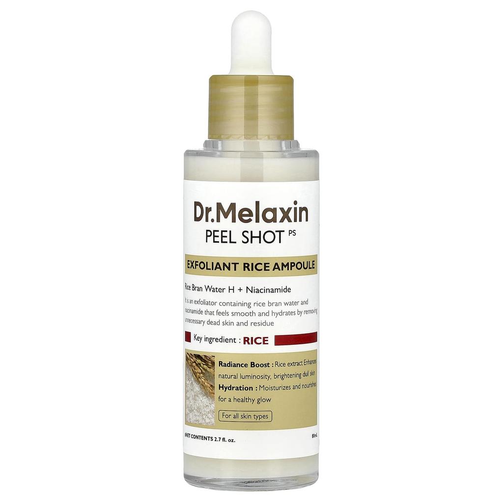 Dr.Melaxin Peel Shot, Exfoliating Rice Ampoule, All Skin Types, 80Ml(2.7Fl Oz)