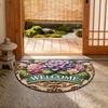 Floral Doormat Absorbent Half Round Floor Mat Non-Slip Door Mat Decorative Entrance Rug for Living Room Bathroom Kitchen