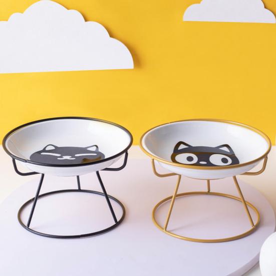 Cat Bowl Set Anti-Vomit Protect Cervical Vertebrae Indoor Cats Small Pets Colorful Patterns Pet