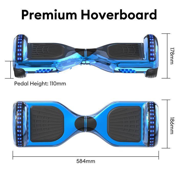 RCB Hoverboard + Kart 2'si 1 arada 6,5 inç Bluetooth ve LED – Ayarlanabilir Karting – mavi/mavi – İdeal çocuk hediyesi