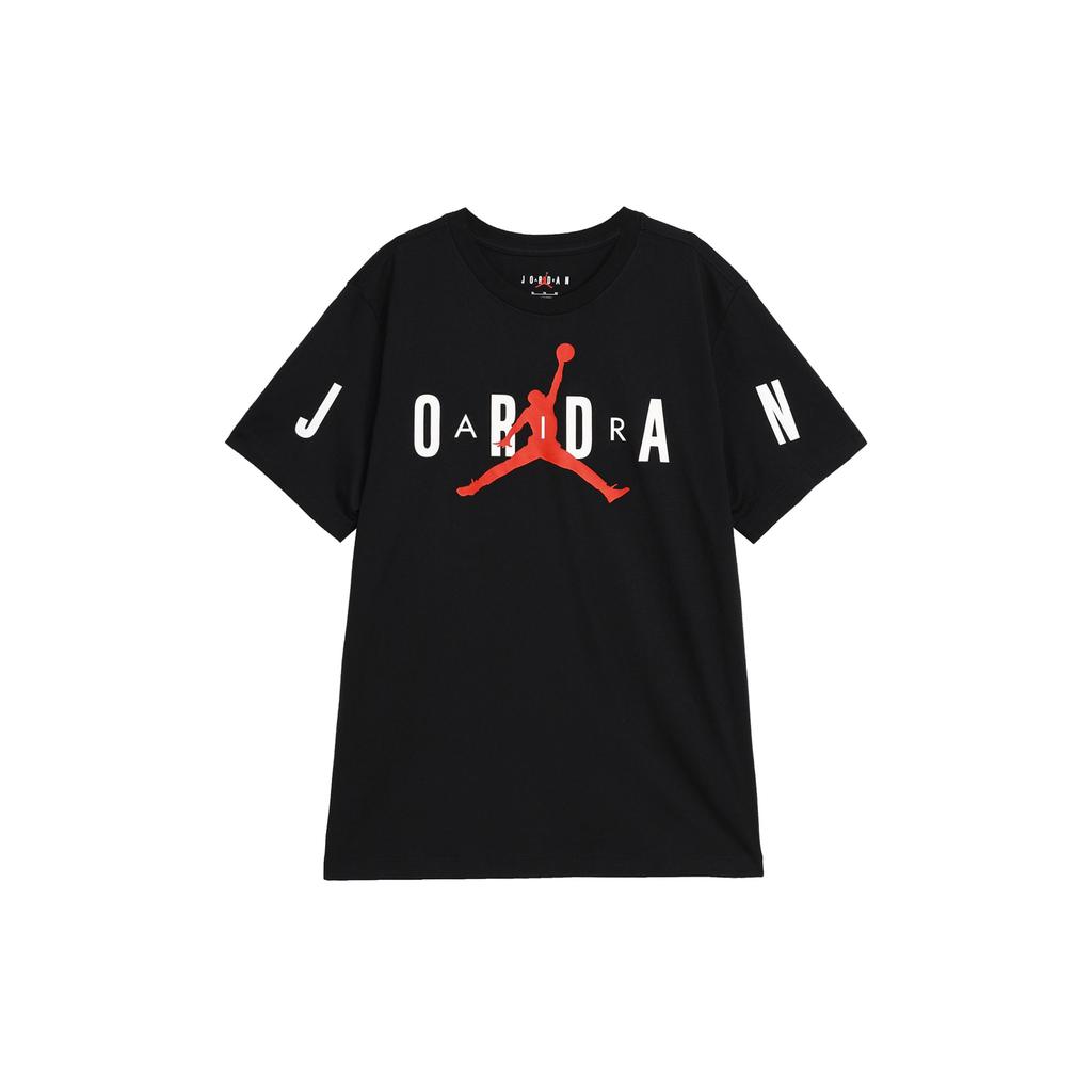 Jordan Logo Print Loose Breathable Crew Neck Pullover Short Sleeve American Retro Drop Shoulder T-Shirt Men Tops Black DV1446-010