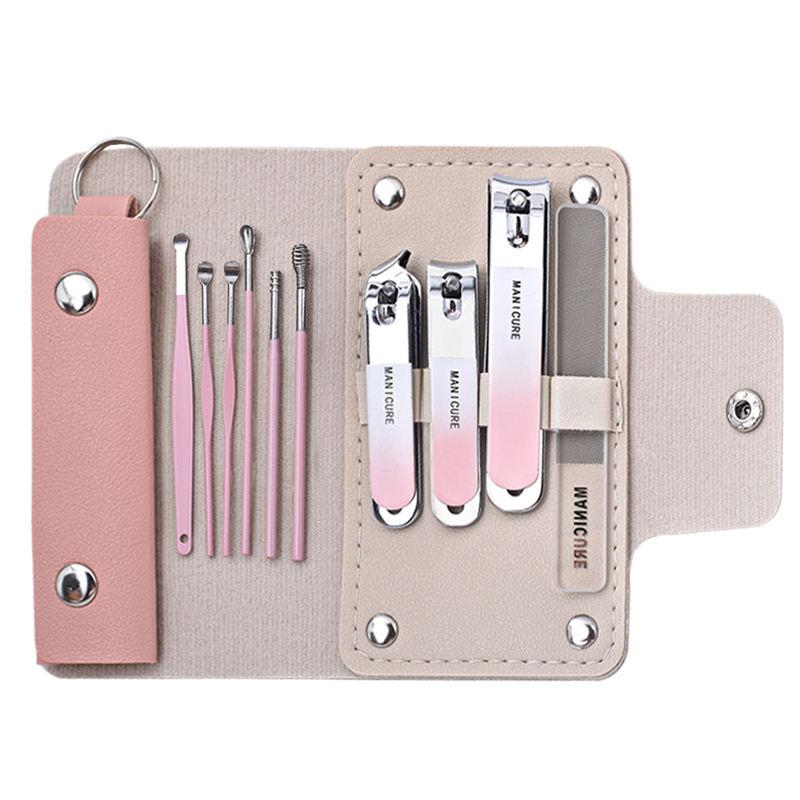 1Set 10Pcs Nail Clipper Set, Complete Set, Nail Files, Stainless Steel Ear Picks, Spoons, Portable Nail Kit Tools Bag