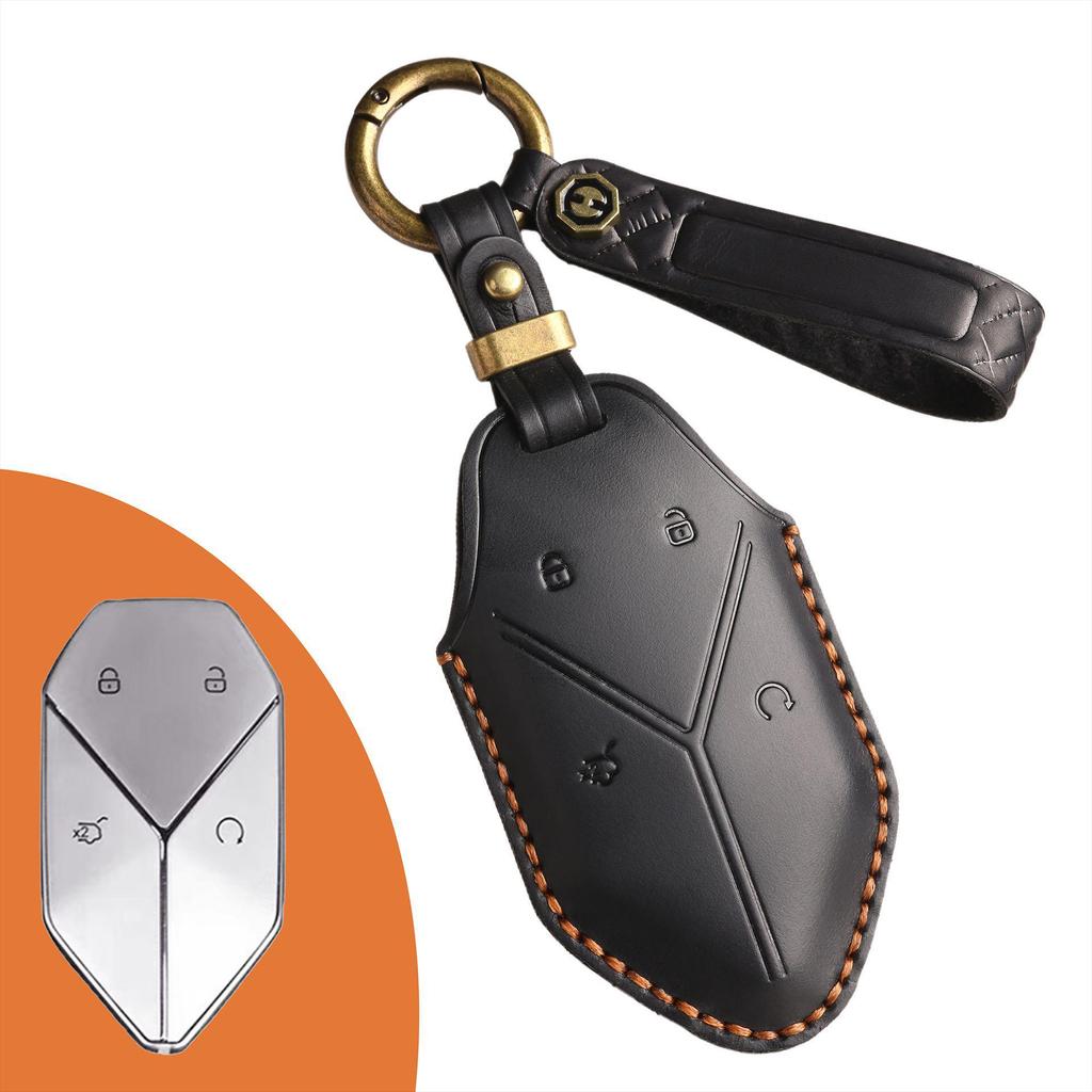 Handmade Genuine Leather Key Cover for Formula Leopard 5 - Vintage Style, All-Inclusive Protection with Buckle