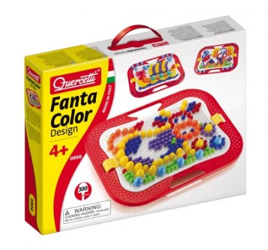 Quercetti FantaColor Basic – Jeu De Mosaïque 60 Pions 15mm – Tablette Portable, Créatif Dès 4 Ans