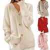 Damesmode Effen kleur Lange mouw V-hals gebreide cardigan Knoop trui jas