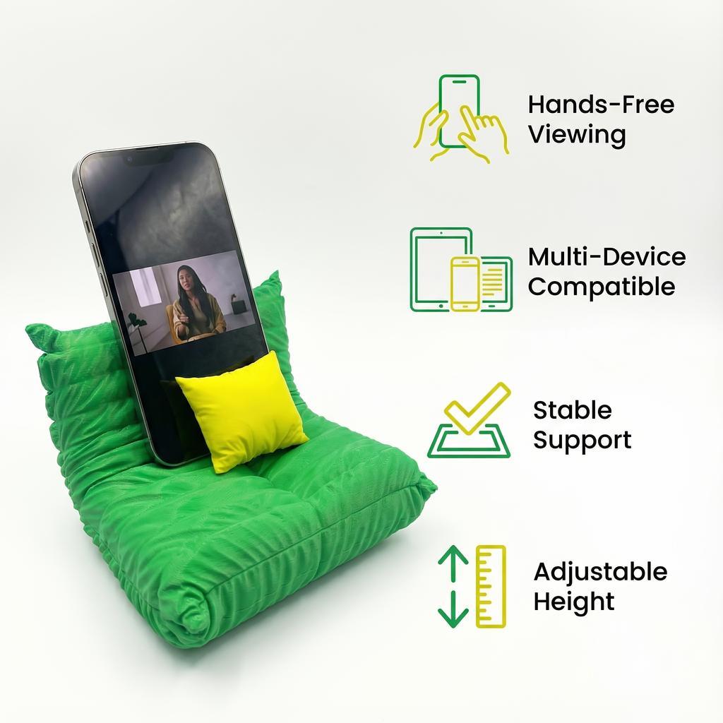 Sofa-Shaped Phone Stand | Cozy & Stylish Desktop Ornament for Desk, Bedside & Studio | Rotating Feature, Made of Plastic