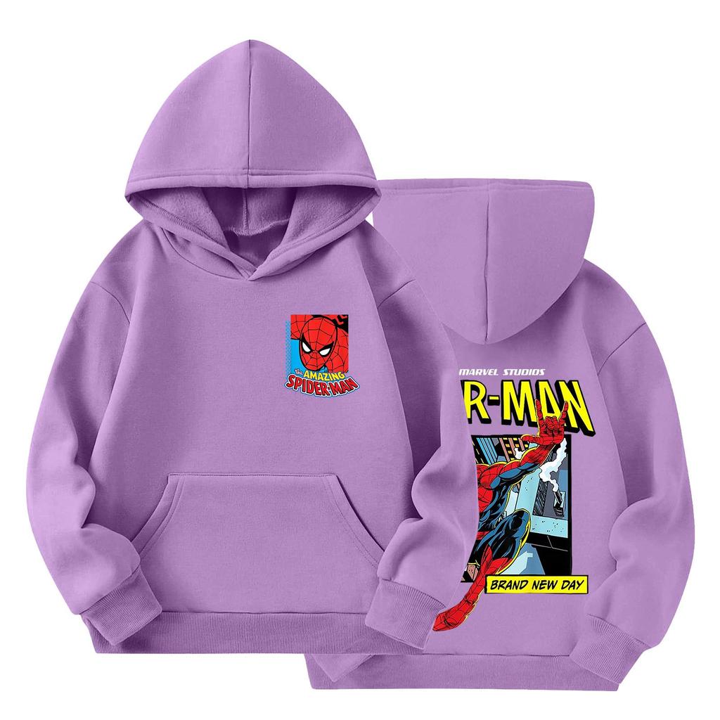 Kids Loose Fit Long Sleeve -Lined Pullover Hoodie with Graphic Print