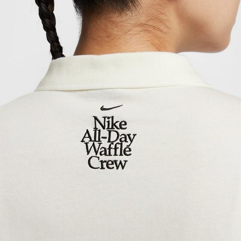 Nike Alphabet Print Comfortable Casual Sports Short Sleeve Polo Shirt Women Tops Milk-White HQ1199-133