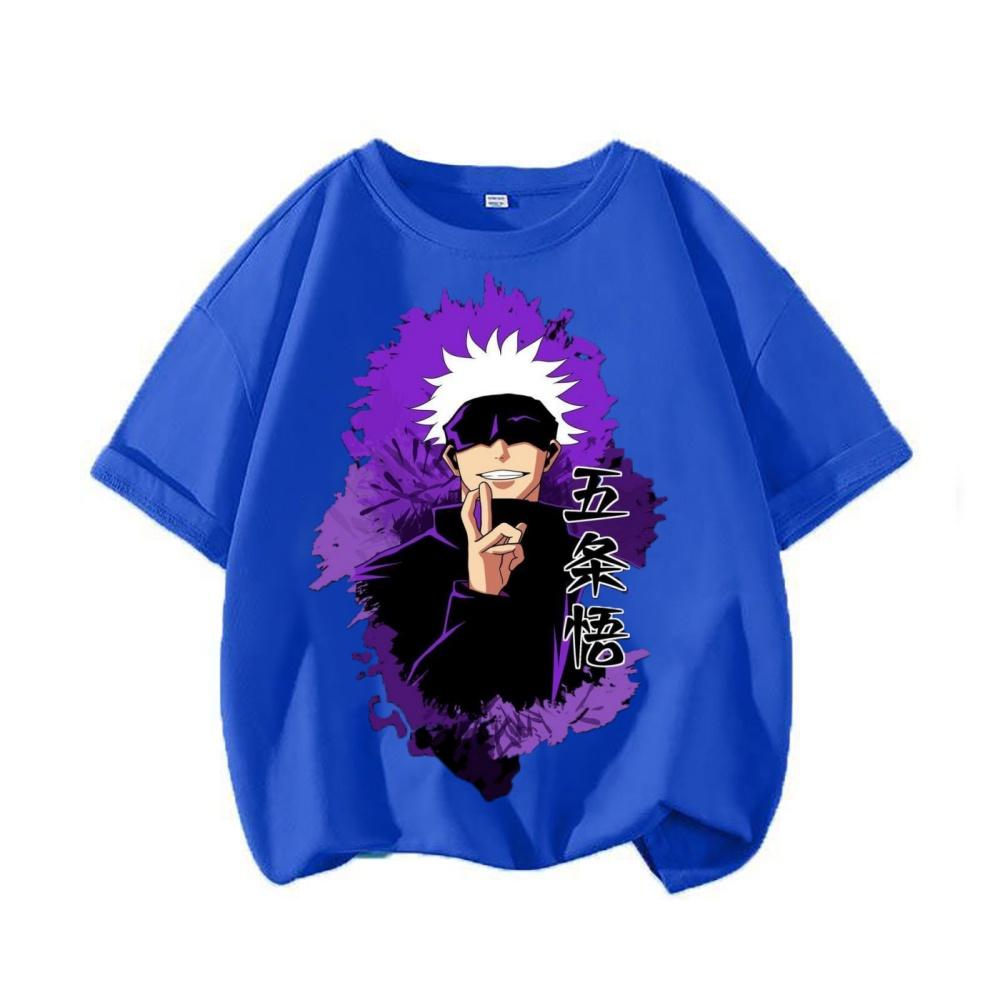 Boys' Fashion, Japanese Anime 2D Top, Children's Spelling Return Battle Short-sleeved T-shirt, Wusha Knot