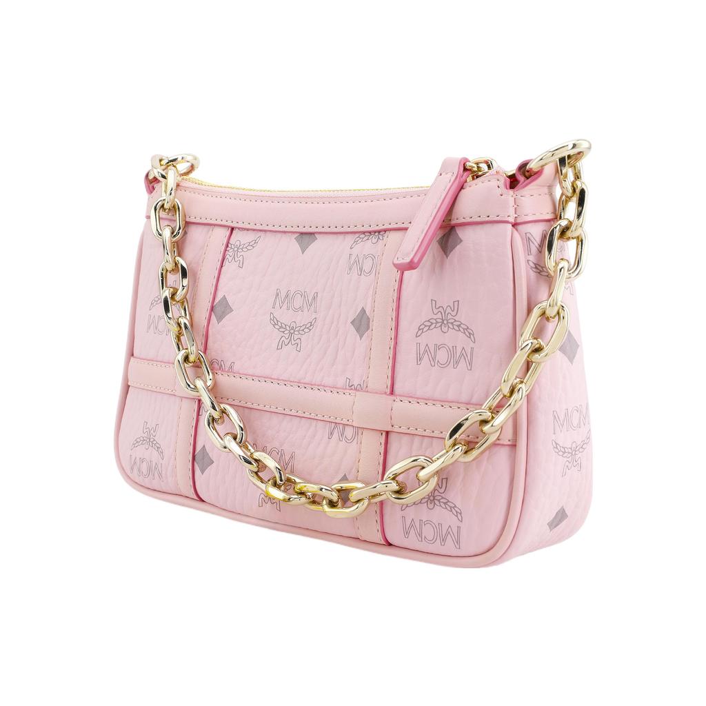 New MCM Delmy Visetos Leather Shoulder Bag Pochette Portable Crossbody Bag, Shoulder Bag Mini Women's Pink MWSBAER01QH001