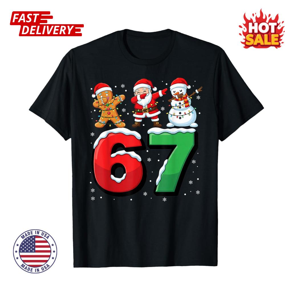 Meme Six Seven Dabbing Santa 6 7 Funny Christmas Unisex Inspired Graphic T-Shirt S